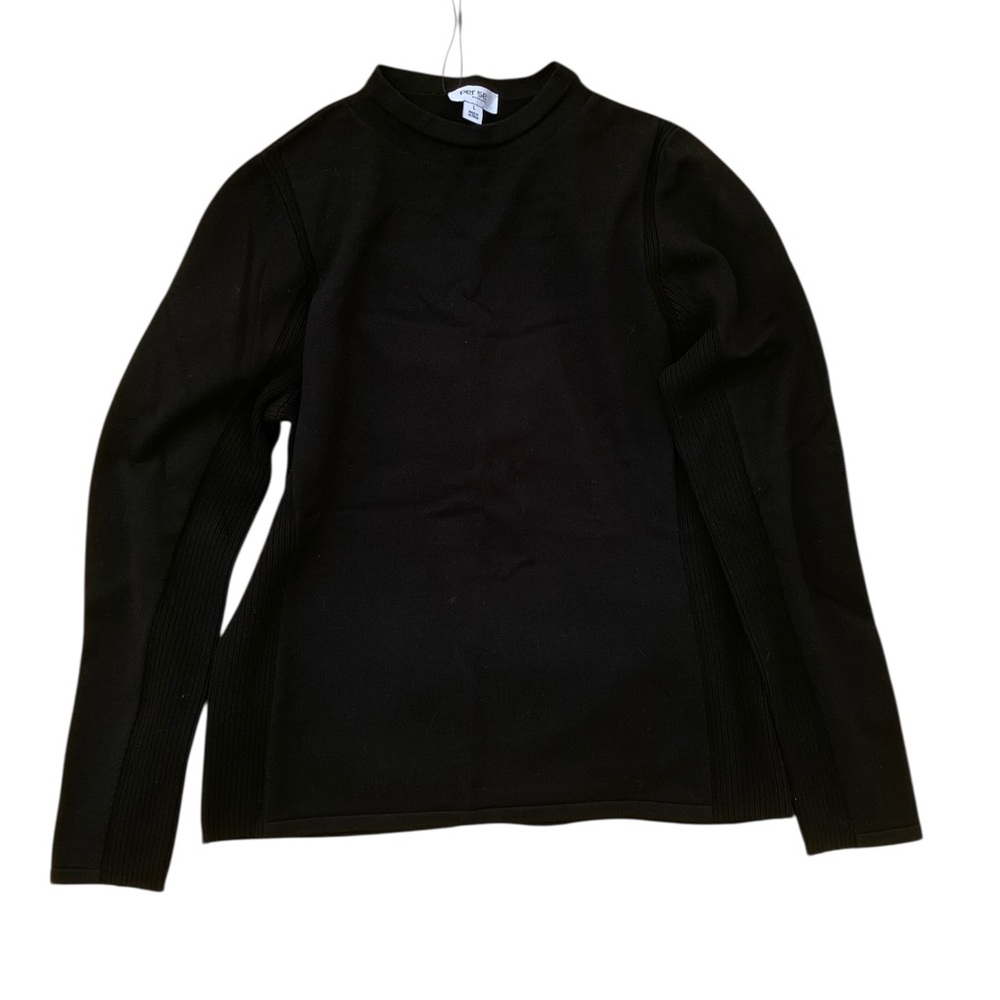 NWOT PERSE ROLLED TURTLE NECK 80’s TYPE SKI ⛷️ LODGE SWEATER RIBBED DETAIL BLACK